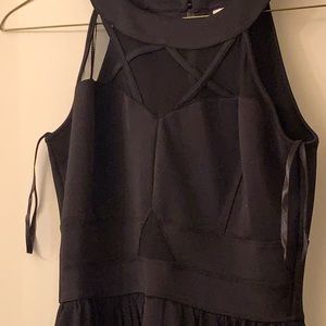 Dressy short jumpsuit with chiffon layover